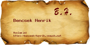 Bencsek Henrik névjegykártya